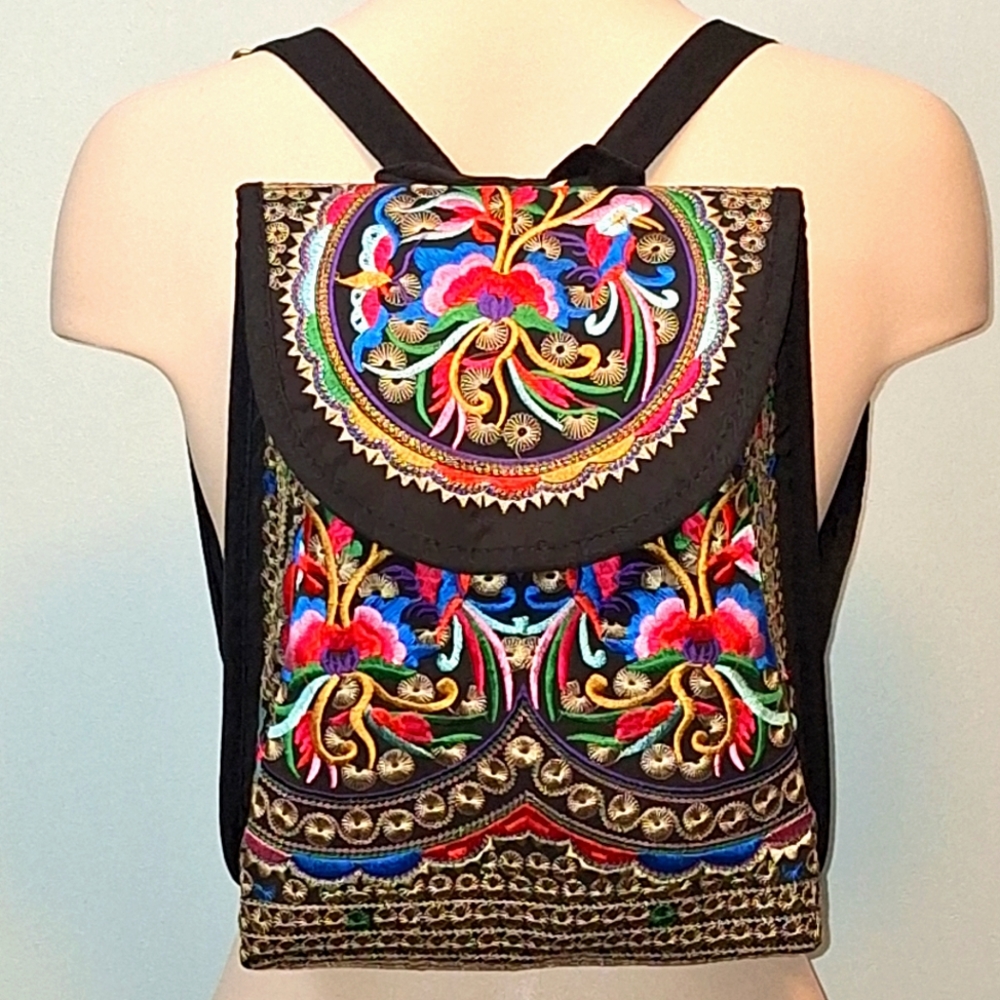 Niche Floral Ethics Embroidered Backpack NEW